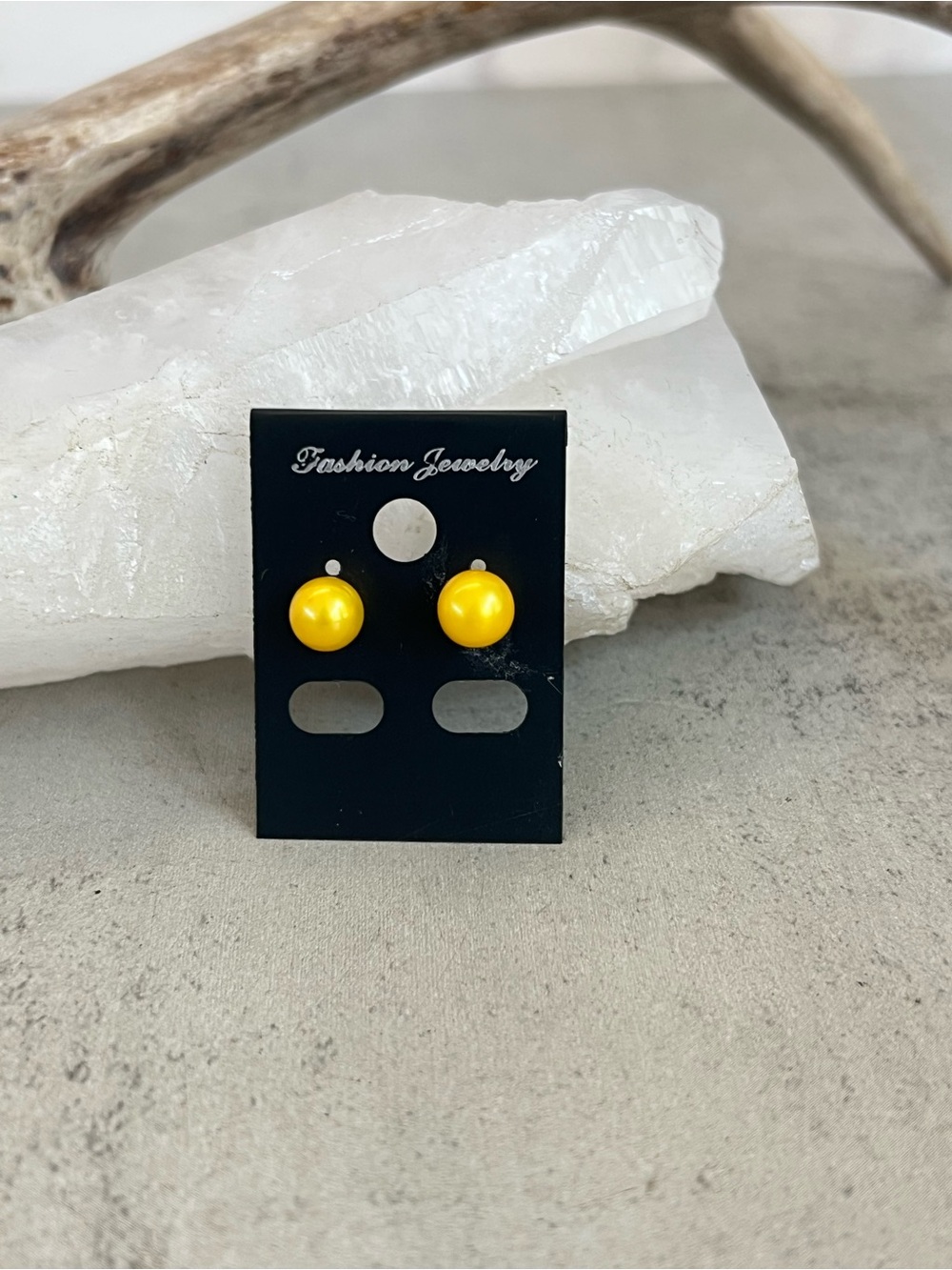 Bright Saffron Yellow Vintage Genuine Pearl Earrings NW